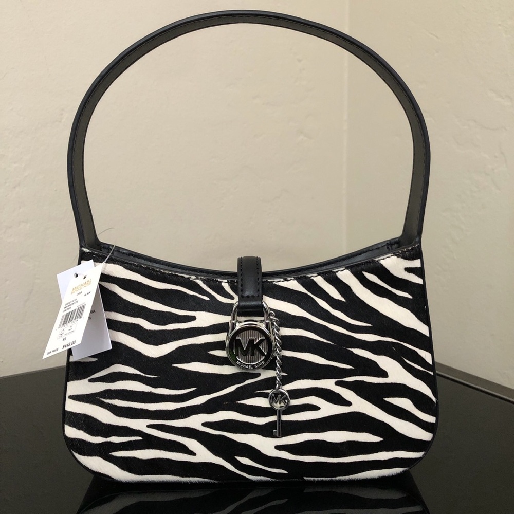 Michael Kors Lyra Small Zebra Print Calf Hair Pouchette